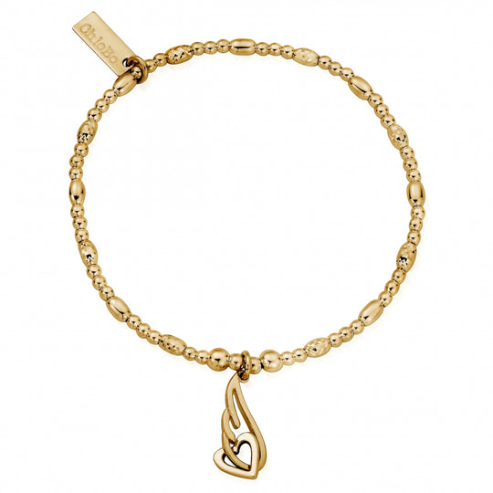 Interlocking Heart & Angel Wing Bracelet - Gold -  GBSRB3239