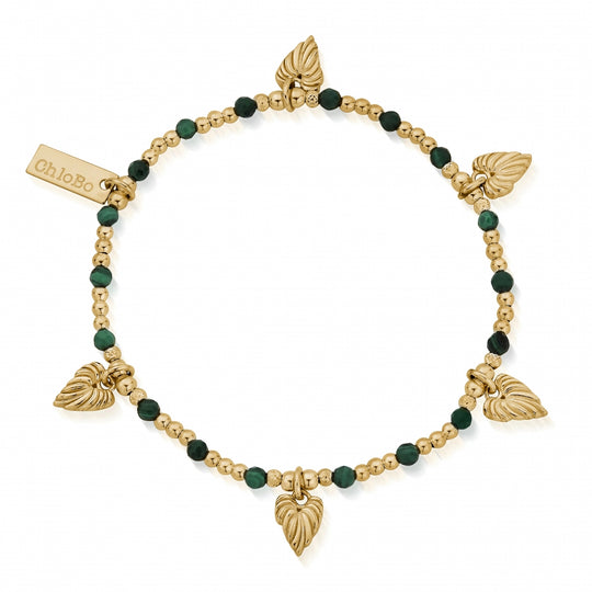 Leaf Heart Malachite Bracelet - Gold - GBMFB3241