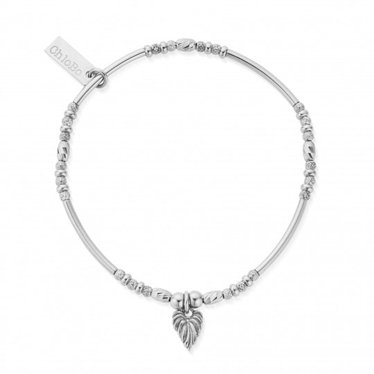 Leaf Heart Sparkle Bracelet - Silver - SBMNDS3240