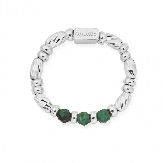 Malachite Sparkle Ring Of Empowerment, Medium - Silver - SR2MS