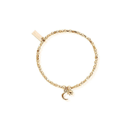 Mini Cube Dainty Moon and Sun Bracelet - Gold - GBCFB1097