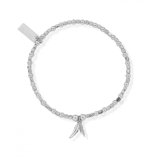 Mini Cube Double Feather Bracelet - Silver - SBCFB584