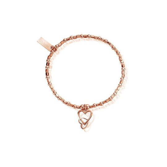 Mini Cube Interlocking Love Heart Bracelet - Rose Gold - RBCFB57