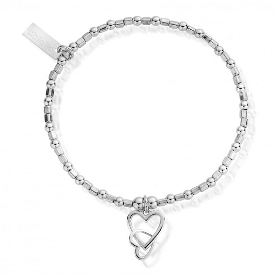 Mini Cube Interlocking Love Heart Bracelet - Silver - SBCFB572