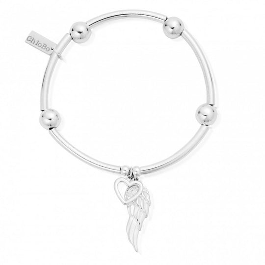 Open Heart & Angel Wing Bracelet - Silver - SBNB007703