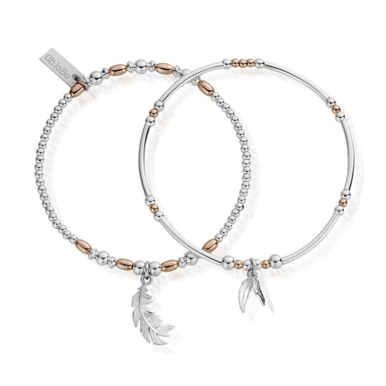 Strength And Courage Set Of 2 Bracelets - Rose/Silver - MBSET596584