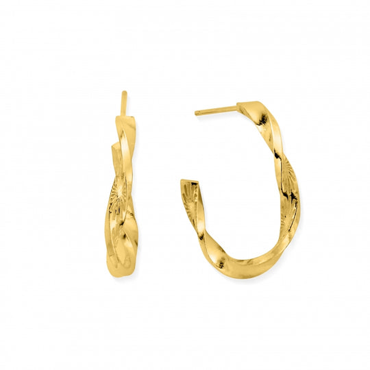 Sun Twisted Hoop Earrings - Gold - GEH3207