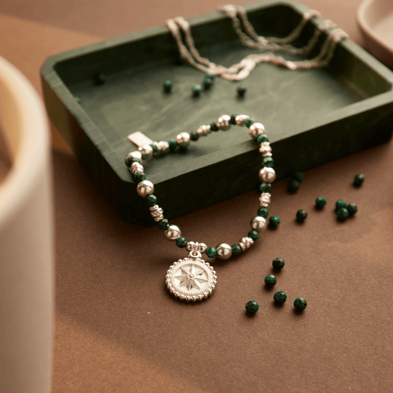 Wandering Free Malachite Bracelet Silver SBMFR3226 Sarah Layton