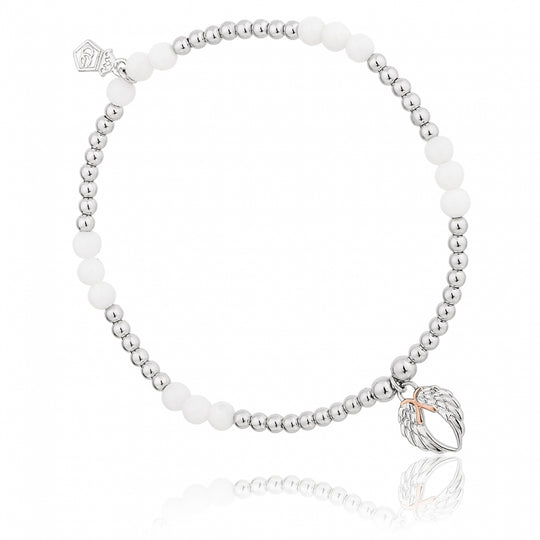 Angel Wings Heart Affinity Bead Bracelet - Silver - 3SBB27S