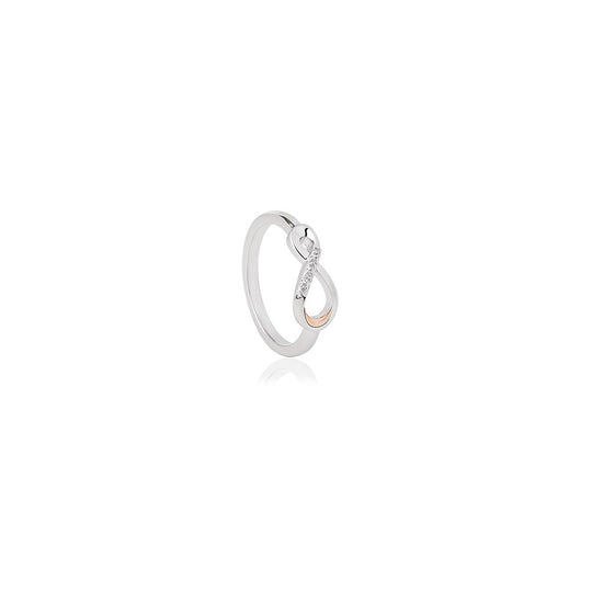 Eternity Diamond Ring, Size M - Silver/Rose Gold - 3SETDR4/M