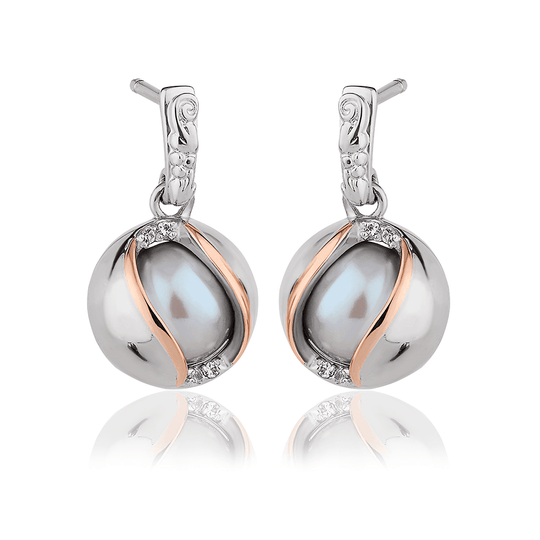 Oyster Pearl Earrings -Silver/Rose Gold - 3SSPE