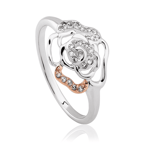 Royal Roses Ring, Size N - Silver/Rose Gold - 3SRORR3/N