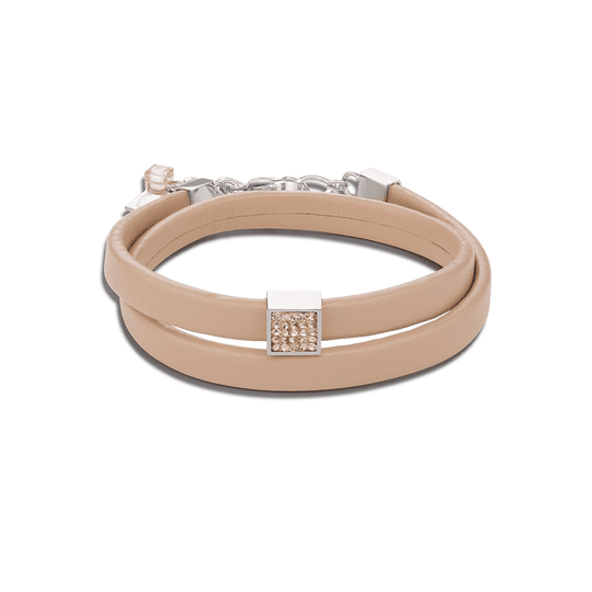 Coeur De Lion Leatherand Pavé Crystal Bracelet - Peach ~ 0117/30-0225