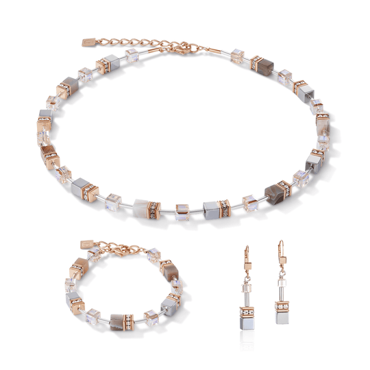 Geocube Apricot & Rose Gold Jewellery Set - 4017/SET-0230