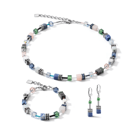 Geocube Blue-Green Jewellery Set - 4905/SET-0705