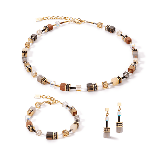 Geocube Iconic Cognac-Brown Jewellery Set - 4905/SET-1100