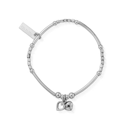 Children's Mini Cube Interlocking Love Heart Bracelet - Silver - CSBCFB572