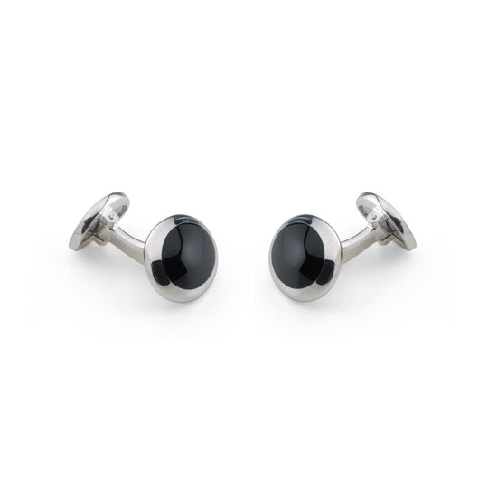 Deakin & Francis Silver & Onyx Oval Cufflinks ~ C0166X0004