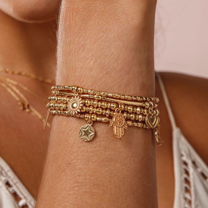 Didi Sparkle Hamsa Hand Bracelet - Gold - GBDS2070