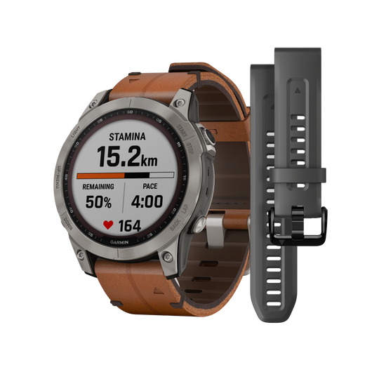 Fenix 7 Solar Smart Watch - Graphite/Chestnut - 010-02540-31