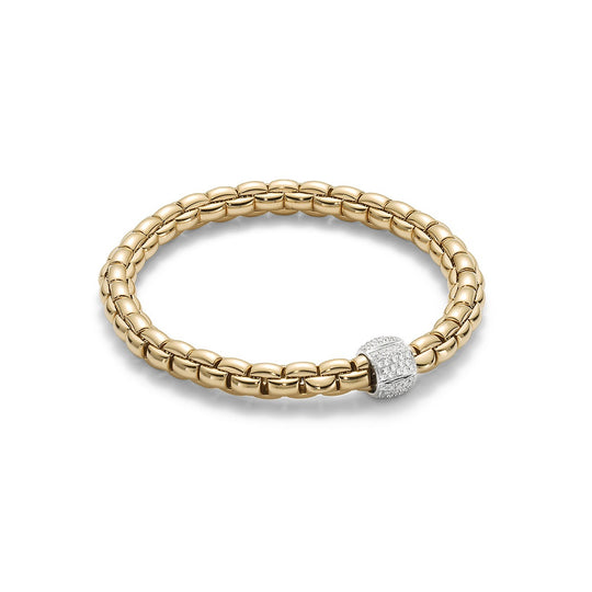 Fope Eka Bracelet Medium - Yellow Gold - 701BPAVEM-GB