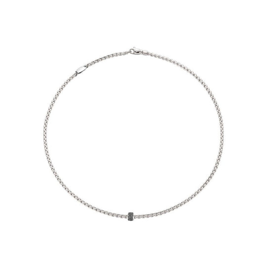 EKA Tiny Black Diamond Necklace - 18ct White Gold - 730CPAVEN