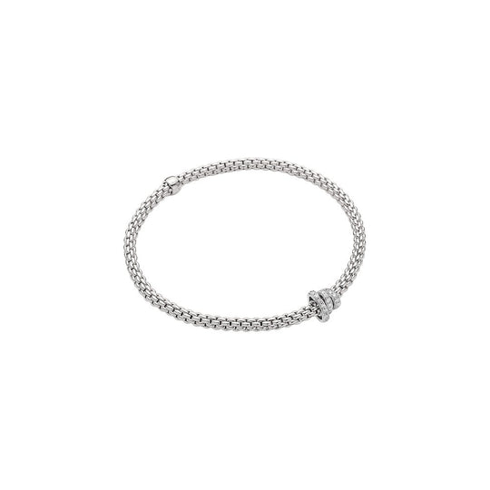 Prima Flex'It Bracelet With Diamonds, Small - 18ct White Gold - 744B-PAVES