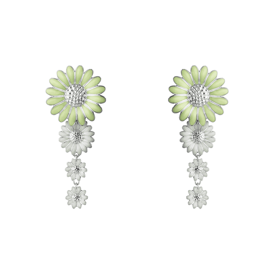 Daisy Drop Earrings - Silver/Green - 20001123