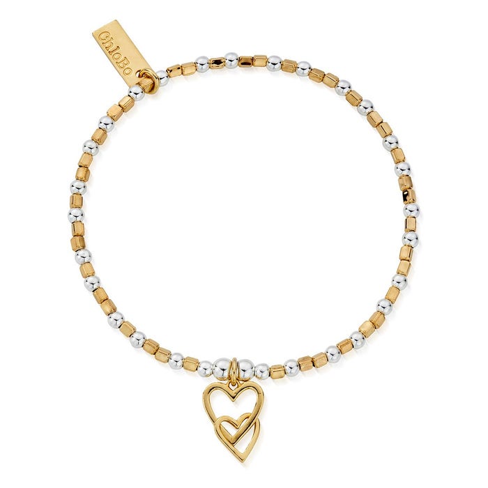 Interlocking Love Heart Bracelet - Gold/Silver - GMBCFB1069
