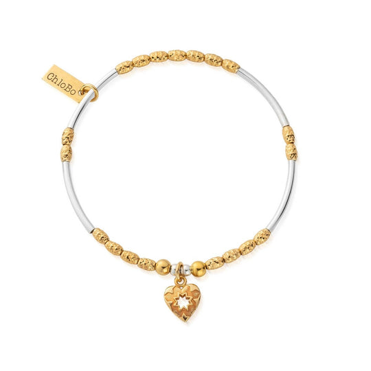 Decorated Star Heart Bracelet - Gold/Silver - GMBMNSR4022