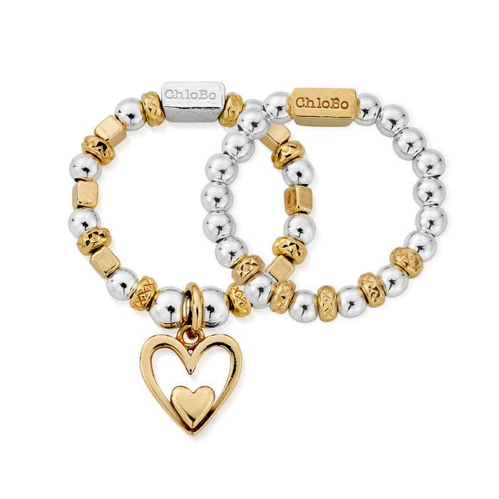 Inner Love Set of 2 Rings - Gold/Silver - GMR21092