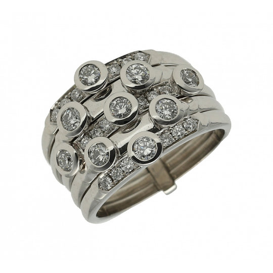 18ct White Gold Five Band Diamond Ring, Size N - 1.02ct