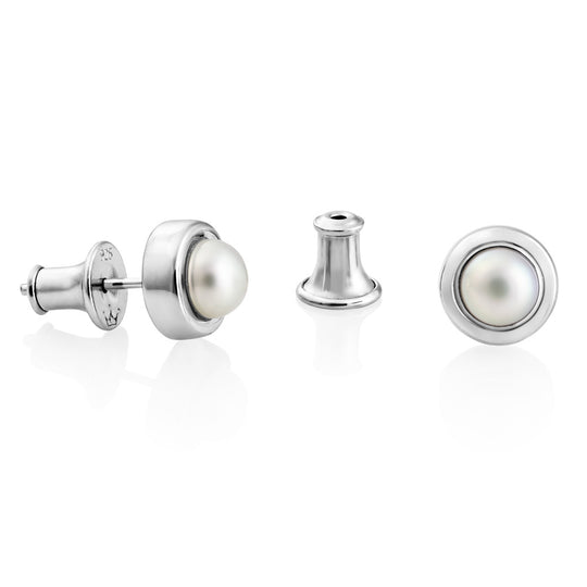 Alice Pearl Stud Earrings - Silver/White - 1313833
