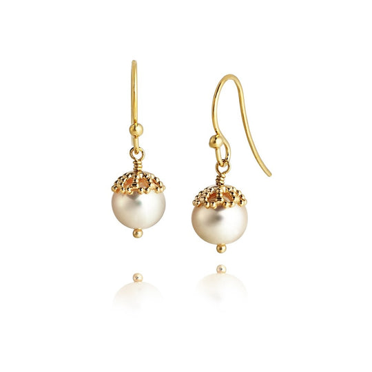 Emma-Kate Filigree Pearl Drop Earrings - Gold - 1640069