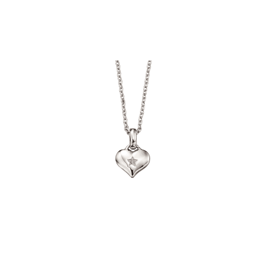 Bella Diamond Heart Necklace - Silver - LSN0010
