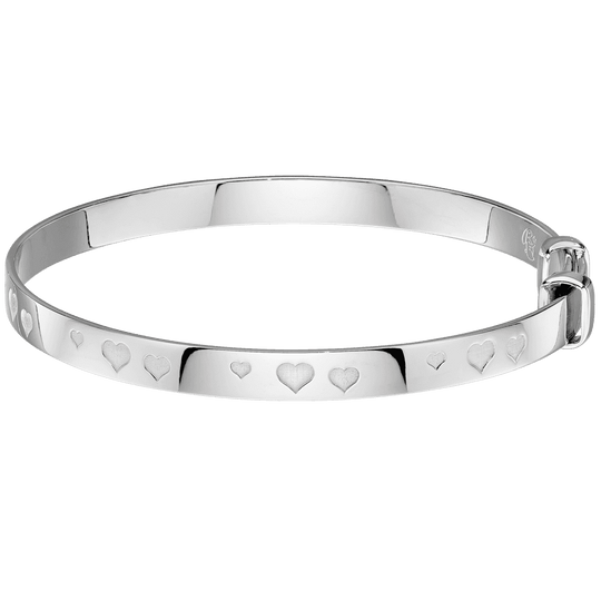 Mirai Heart Pattern Bangle - Silver - LSB0309