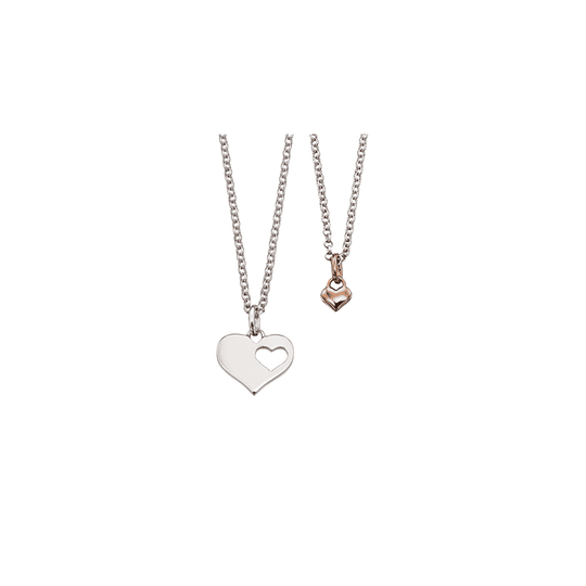 Mummy & Me My Heart Necklace Set - Silver/Rose - LLS0006