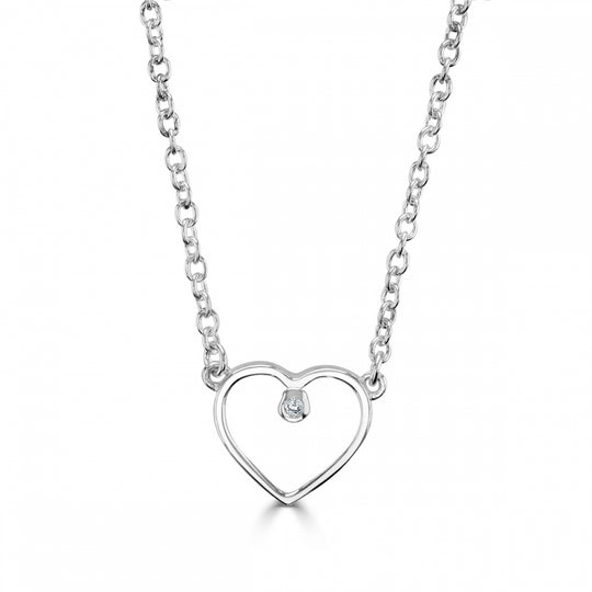 Neena Children's Diamond Heart Pendant - Silver - LSN0369