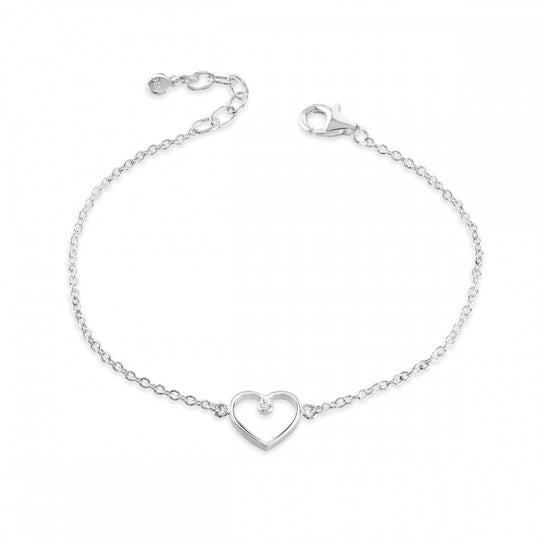 Nila Children's Diamond Heart Bracelet - Silver -  LSB0370