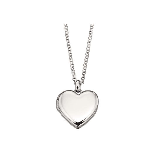Olivia Plain Heart Locket - Silver - LSN0023