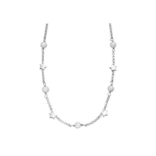 Tatiana Pearl & Star Children's Necklace - Silver - LSN0037