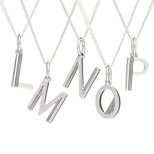 Art Deco Initial N Necklace - Silver - ALN1S