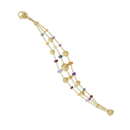 Africa Three Strand Mixed Gemstone Bracelet - Gold - BB2266-MIX02 -Y