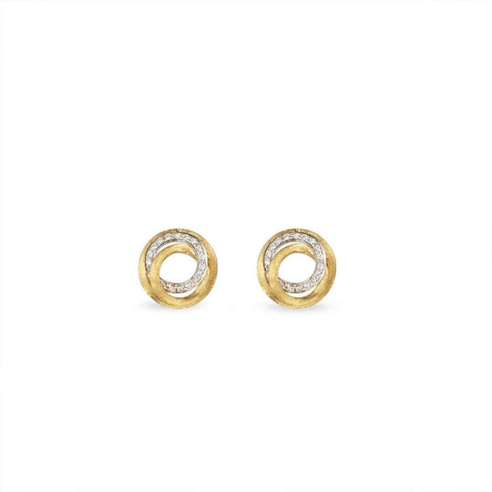 Jaipur Link Stud Earrings - Yellow Gold & Diamond - OB1007-B