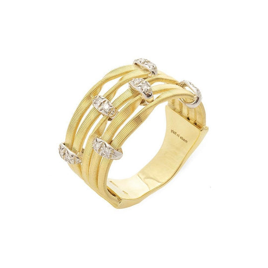Marrakech Onde 5 strand Diamond Ring, Size 55 - Gold - AG340