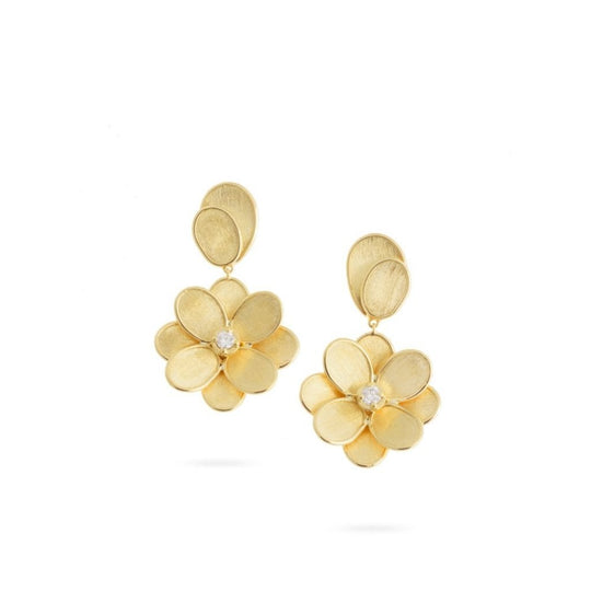 Petali Single Flower Drop Earrings - Gold - OB1679-B