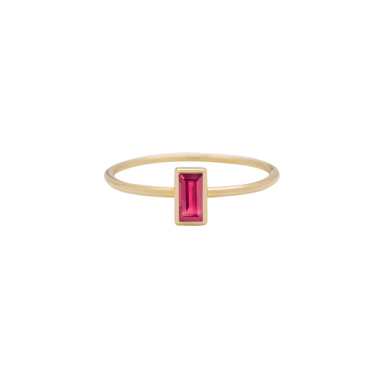 Baguette Cut Ruby Stacking Ring - Gold - RG-S-VB-RUB