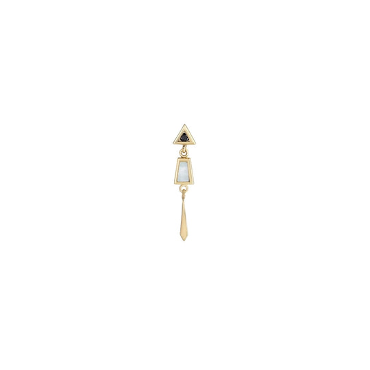 Black Diamond & Mother Of Pearl Drop Stud - Gold - ST-FL-MOP-BDIA