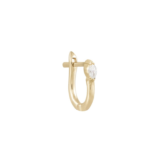 Marquise Cut Diamond Huggie Hoop Earring - Gold - HG-C-MQDIA