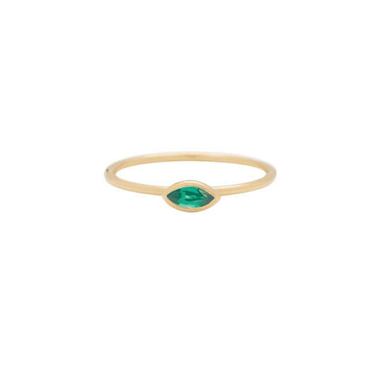 Marquise Cut Emerald Stacking Ring - Gold - RG-S-HM-EM